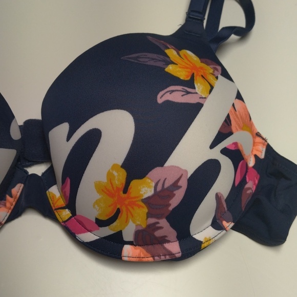 NWT Victoria's Secret Pink WearEverywhere Wire Push-up 36A Navy Blue w/Floral - Picture 9 of 13